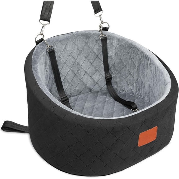 Small Dog Car Seat, Memory Foam Dog Booster Car Seats with Thick Cushion for Medium Dogs Under 35lbs, Detachable Washable Dog Bed for Car, Pet Carseat with Storage Pockets,2 Safety Belts(B)
