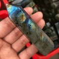 thumbnail image 2 of K-KED 70-80mm Natural Labradorite Quartz Crystal Point Wand Healing Stone Obelisk Rock, 2 of 9