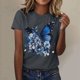 thumbnail image 4 of Gibobby Playera de Manga Corta con Cuello Redondo Camiseta informal deportiva manga corta con cuello redondo estampada a la moda para mujer(Gris oscuro,XL), 4 of 5