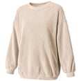 thumbnail image 5 of Lmnyox Ribbed Sweatshirts for Women Loose Crew Neck Oversized Pullover Fashion Casual Sweatshirts, 5 of 7