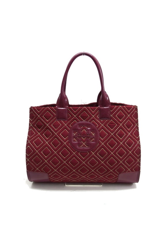Pre-Owned Tory Burch Ella quilted tote bag, Bordeaux (deep red)