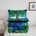 thumbnail image 5 of Homewish Watercolor Nature Tree Queen Comforter Set,Starry Night Sky Comforter Sets Queen,Blue Green,Black Reversible,3 Pieces,1 Comforter and 2 Pillowcases, 5 of 7