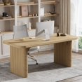 thumbnail image 5 of Tribesigns 62-Inch Executive Computer Desk, Large Rectangular Modern Wood Writing Table with Double Pedestal Base for Home Office, Easy Assembly, Natural Finish, 5 of 5