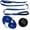 Blue, variant on Olive Paws Long Dog Training Leash Set with Extensions - 6ft Nylon Black Leash + 15ft, 21ft, 30ft Long Lead, Padded Handles, Free Trainer Video