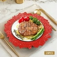 thumbnail image 2 of 13" Charger Plates Set of 24, Round Plastic Reef Plate Chargers, Plastic Ruffled Rim Decorative Plates, Lightweight Plates for Table Setting, Wedding Dinner Party Decoration (Red), 2 of 18