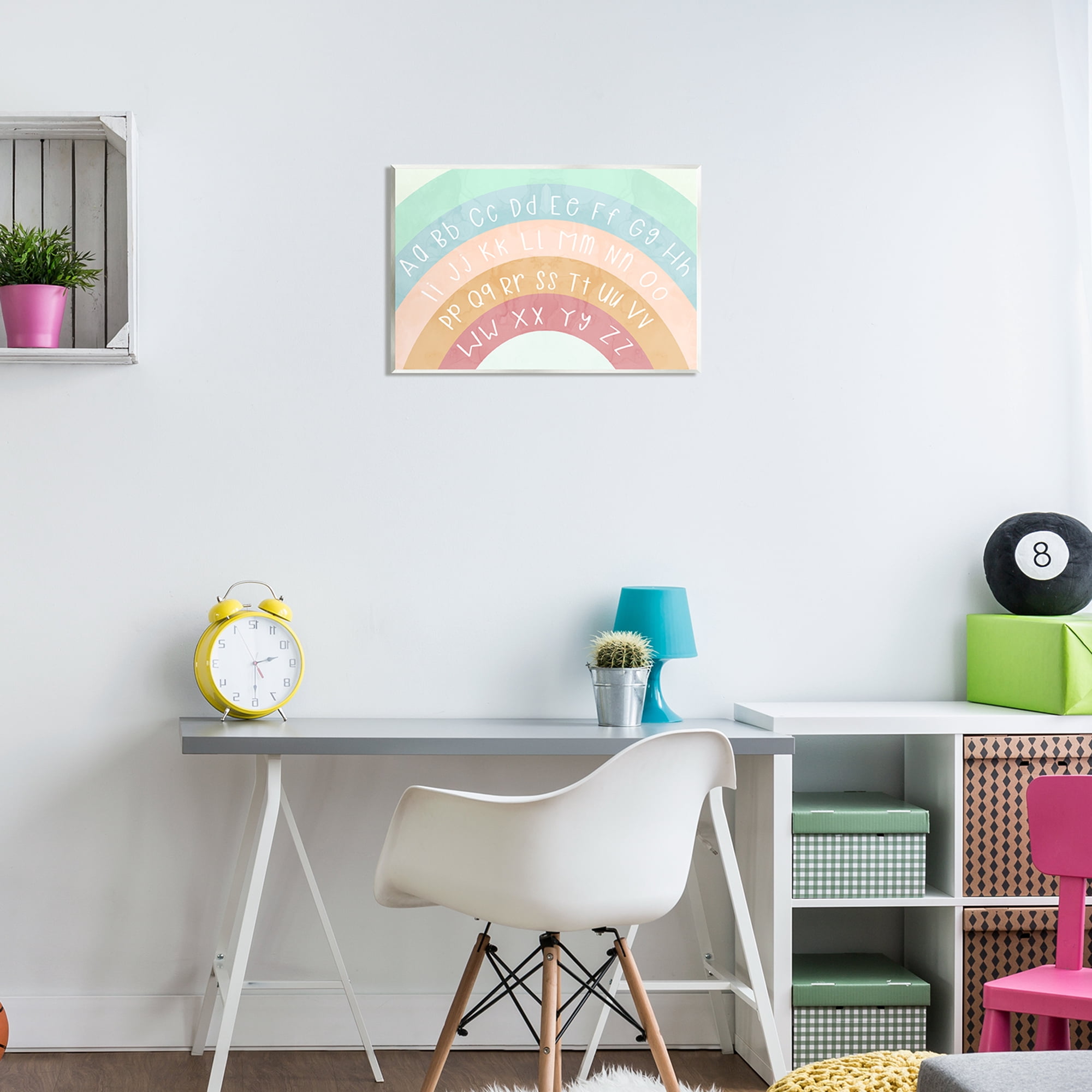 Stupell Industries Alphabet Letters on Rainbow Landscape Painting Unframed Art Print Wall Art, 19 x 13
