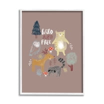 Stupell Industries Wild and Free Kid's Forest Beer Owl Racoon Graphic Art White Framed Art Print Wall Art, 11x14, by Linda Birtel