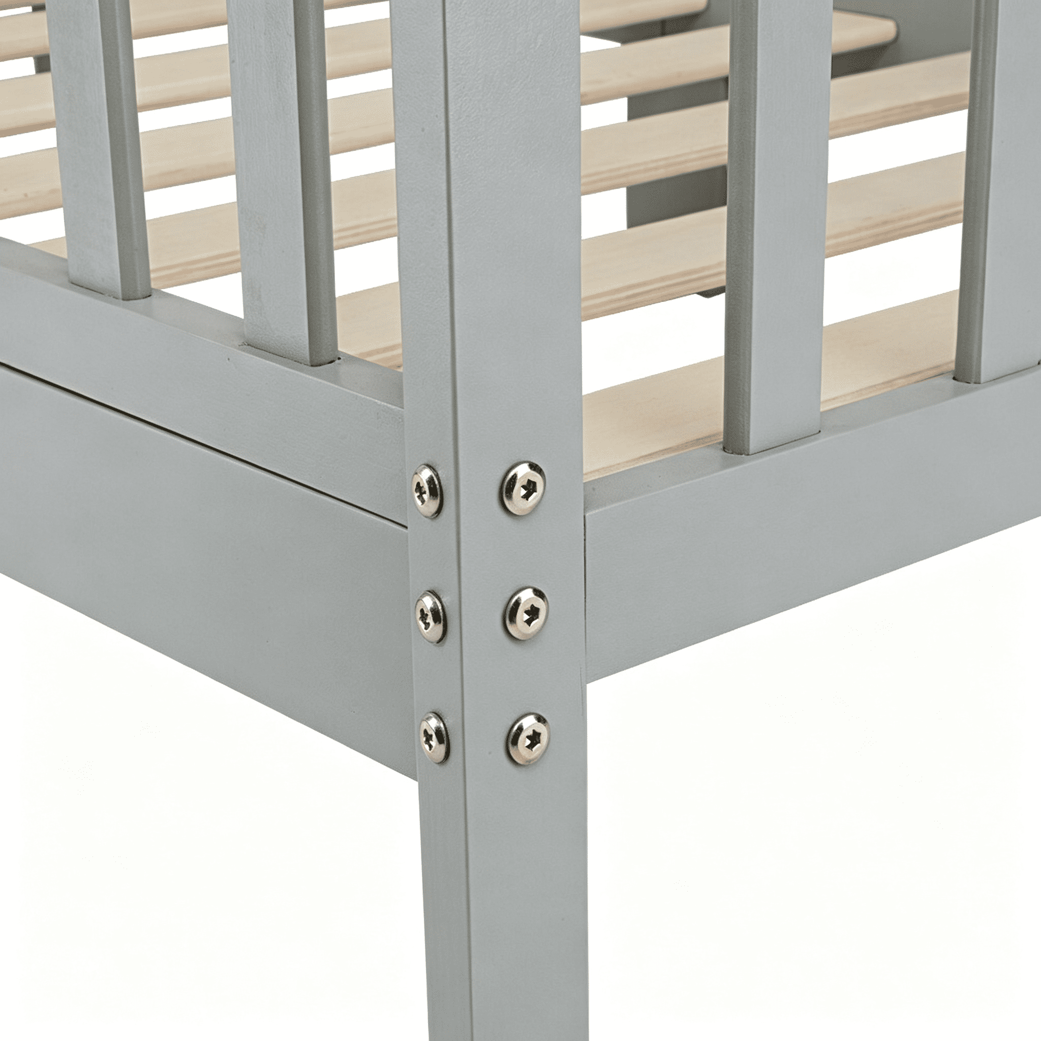 Gray Pine Wood Toddler Bed with Double Side Safety Guardrails, Low 8in Height Kids Transition Bed for Boys Girls Bedroom