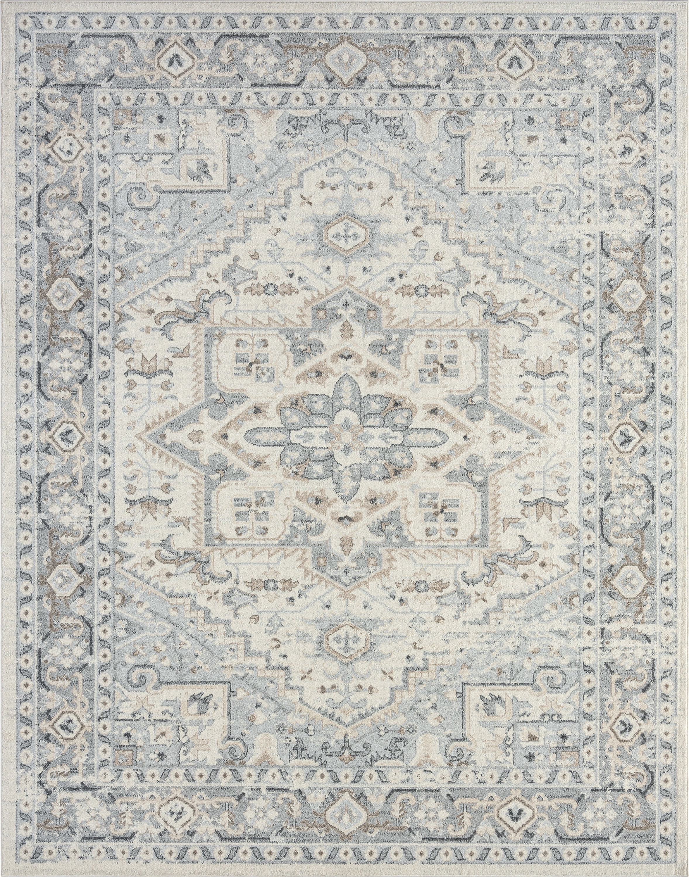Bliss Rugs Perisan Area Rug, Oriental Indoor Rugs for Living Room, Dining Room, Bedroom | Cream, 5' x 8' (5'3''x7'3'')
