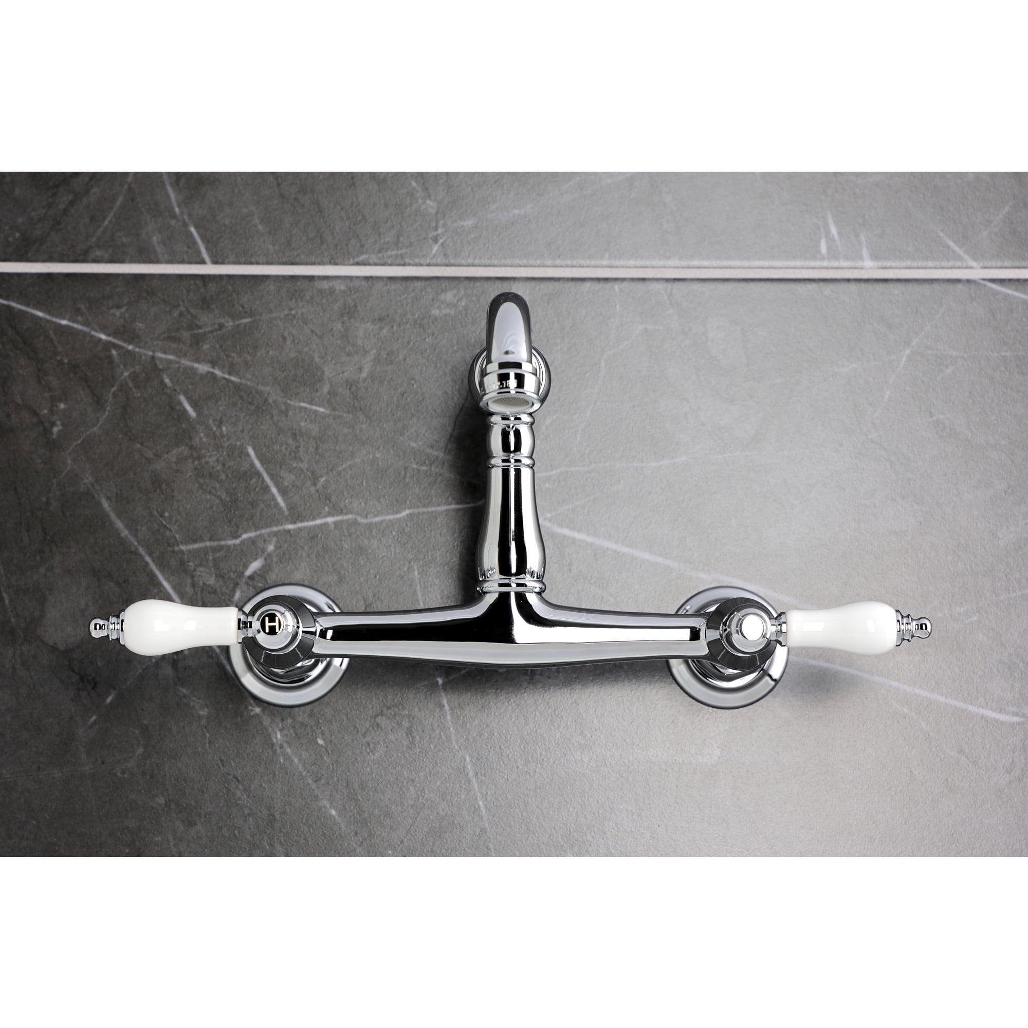 Kingston Brass KS3251PL Vintage Double-Handle Wall-Mount Bridge Kitchen Faucet, Polished Chrome