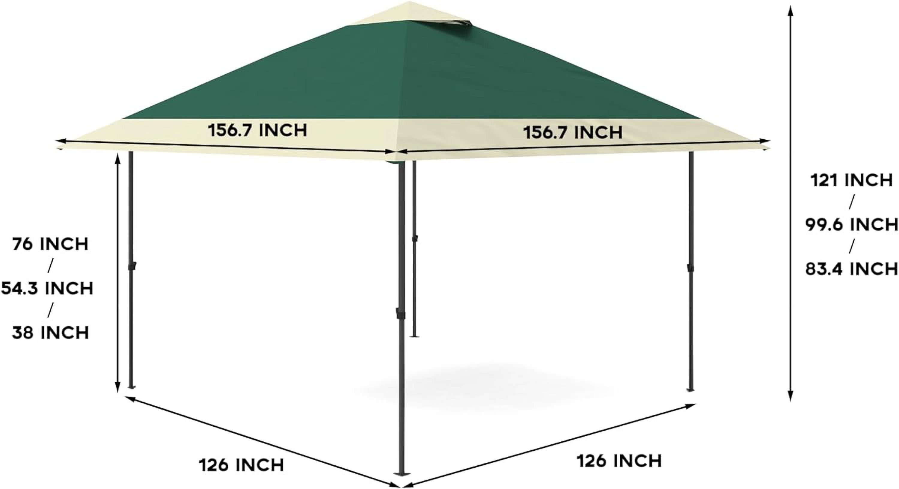 WPOND 13'x13' Pop-Up Patio Gazebo with Netting, Waterproof Canopy and UV Protection, Dark Green/Gray