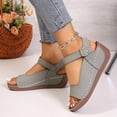 thumbnail image 4 of Rokment Womens Orthopedic Platform Wedges Walking Sandals 2026 Summer Fashion Casual Comfortable Leather Ankle Strap Chunky High Heel Non Slip Work Beach Dress Sandals Grey Size 6.5, 4 of 7