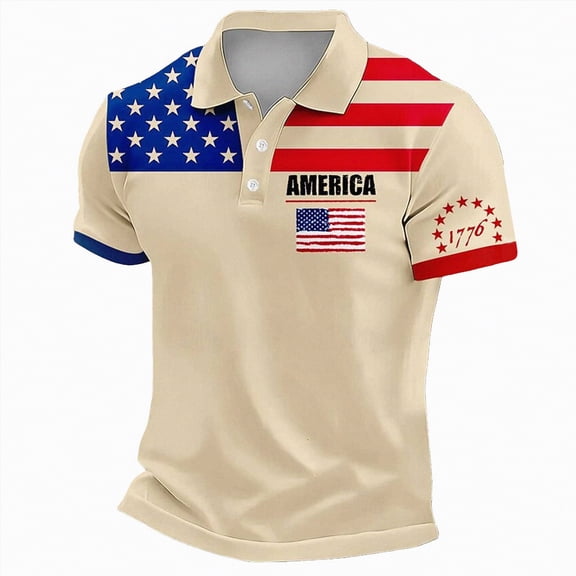 Leey-World Mens 4th Of July Shirt Men's 4th of July Shirt 2026 American Flag 250th Anniversary T-Shirt USA Patriotic Independence Day Top Star Stripes Tee(Beige,2XL)