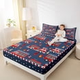 thumbnail image 4 of Homewish Fire Engine Print Queen Sheet Sets,Cute Stars Pattern Flat Sheet,Deepblue Red Queen Fitted Sheet For Kids,Microfiber Bedroom Decor,4-Piece, 4 of 7