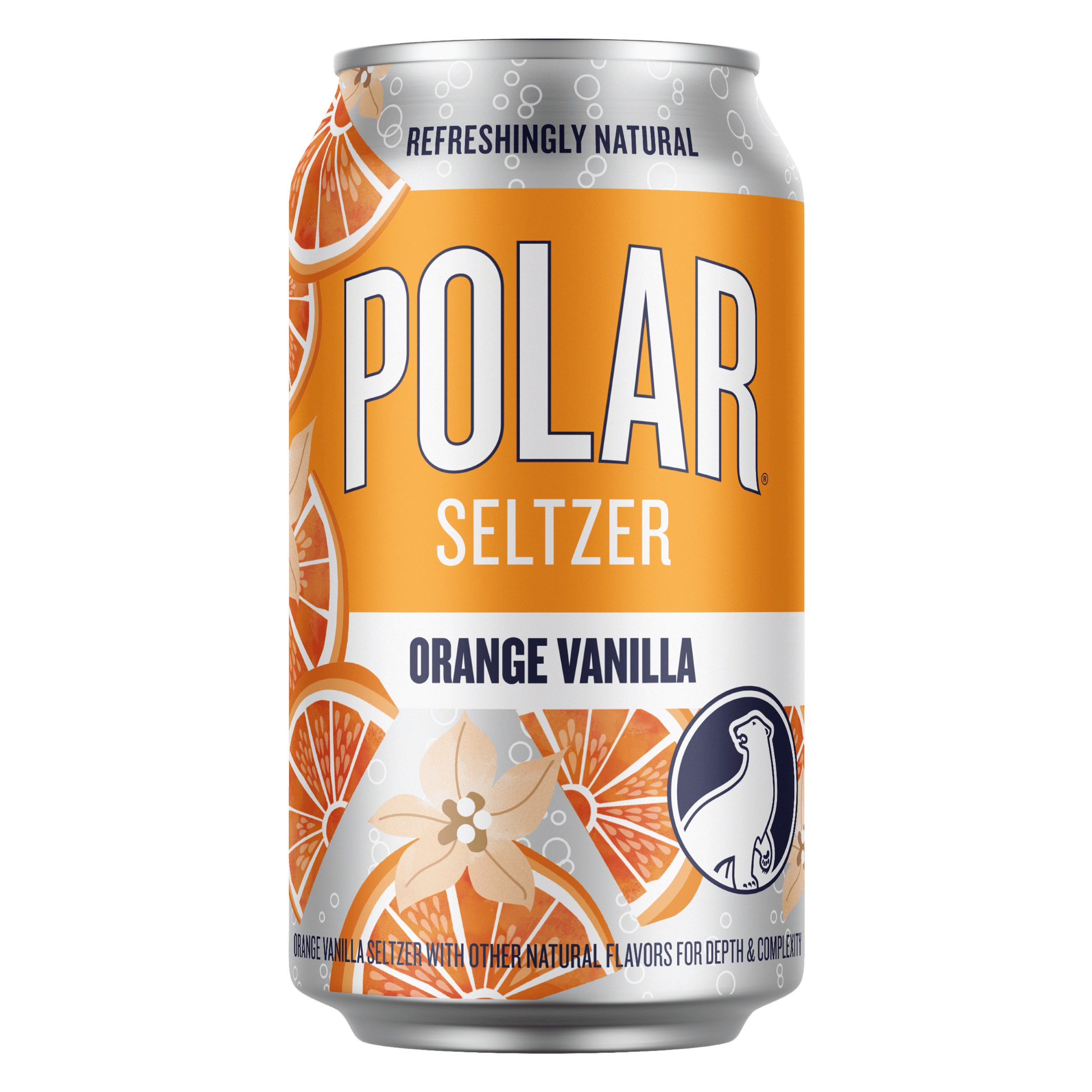 Polar Zero Calorie Orange Vanilla Sparkling Seltzer Water, 12 fl oz, 18 Pack Cans