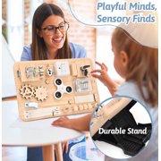 Montessori Wooden Busy Board - Sensory Toys for Toddlers Fine Motor Skills - Activity Board Toys for Kids - Educational Fidget Travel Toys for Baby Boy & Girl - Birthday Gifts
