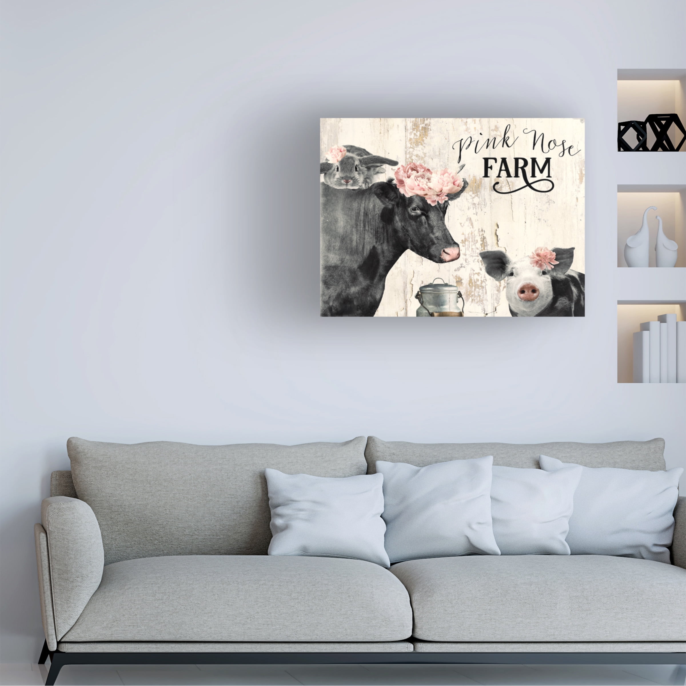 Canvas Wall Art - Sasha 'Pink Nose Farm I' Wall Art for Living Room, Bedroom, or Office DÃ©cor by Trademark Fine Art - 19 x 14 Inches