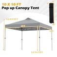 thumbnail image 3 of Gymax 10x10 FT Pop Up Canopy Tent 1-Person 1-Button Push Instant Setup Heavy Duty Frame Silver-Coated Top Portable Gazebo w/ 4 Sandbags Gray, 3 of 10