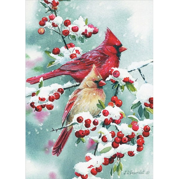 LPG Greetings Winter Jewels Cardinals: Susan Bourdet Christmas Card (1 card/1 envelope)