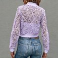 thumbnail image 6 of Gynyvoja Women Lace Cropped Bombers Jacket Long Sleeve Zip Up Sheer Lightweights Cardigan XXL, 6 of 7