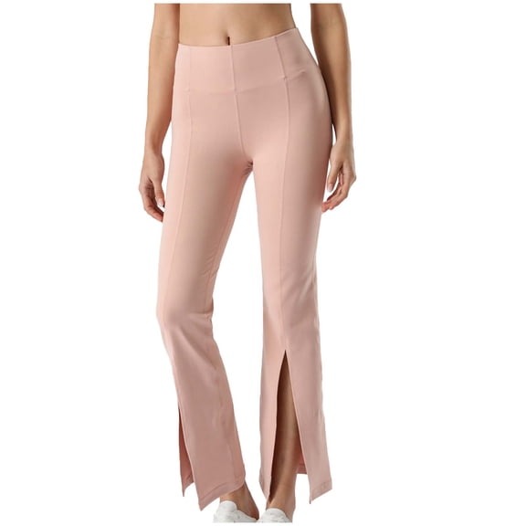 ShomPort Stretchy Split Flare Yoga Pants for Women Summer Fashion Elastic Waist Bell Bottom Leggings