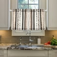thumbnail image 2 of Yayeee Kitchen Curtains Tier Pair Light Filtering 27"x36" Rod Pocket Short Cafe Window Panel, Brown Abstract Stripes, 2 of 7