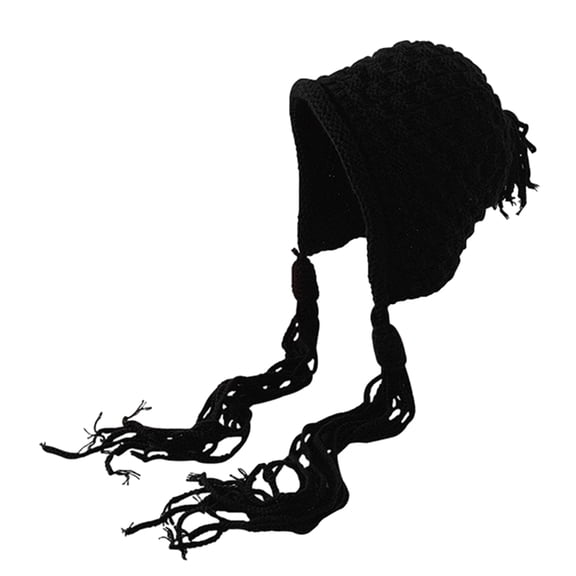Aellinatey Knitted Tassels Beanie Hat Y2K Warm Earflap Hat Adult Popular Winter Headwear