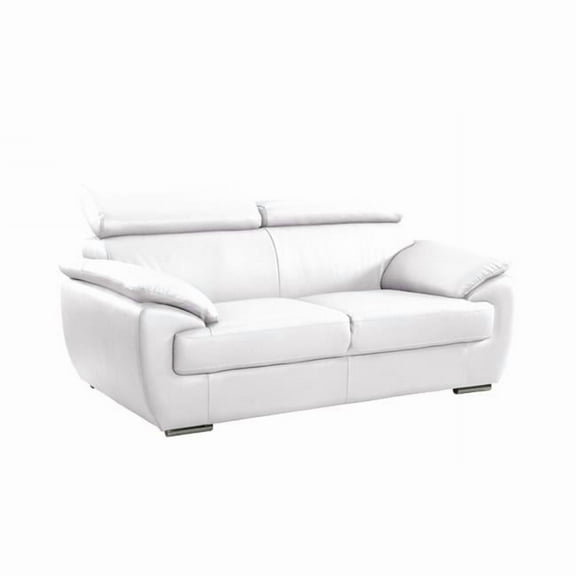 Home Roots Captivating Leather Loveseat, White - 32-38 in.