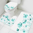 thumbnail image 3 of Blue Aqua Flower Bath Mat 3 Piece Bathroom Rug Set, White Floral Plant Herb Botanical Non Slip Bath Rug Contour Mat and Toilet Lid Cover, Absorbent Shower Mats Soft Bath Rugs and Mats Sets, 3 of 8