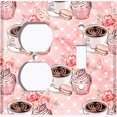 thumbnail image 2 of Metal Light Switch Wall Plate Outlet Cover (Coffee Mocha Espresso Heart Cupcake Macaron Flower Bouquet Pink - Single Duplex Single Toggle), 2 of 2
