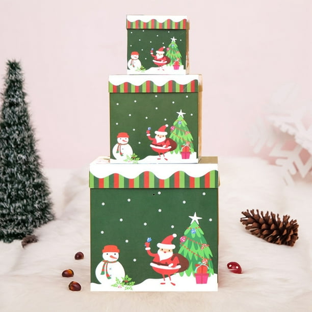 3PCS Christmas Box Decoration Christmas Stacking Boxes 3 Sizes Gift