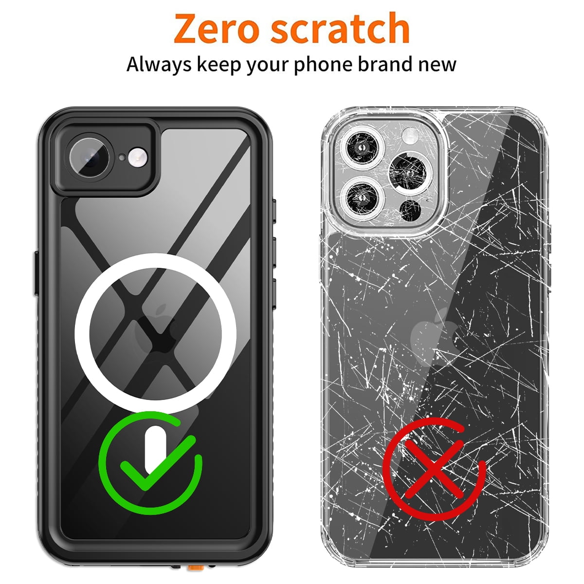 Casetego for iPhone 16e Waterproof Case,Compatible with MagSafe,with Built-in Screen Protector Full-Body Snowproof,Dustproof and Shockproof Protective Magnetic iPhone 16e 6.1" 2025 Phone Case,Black