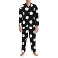thumbnail image 4 of Kll Black And White Polka Dot Sleepwear Mens Flannel Pajamas,Long Cotton Pj Set, 4 of 9