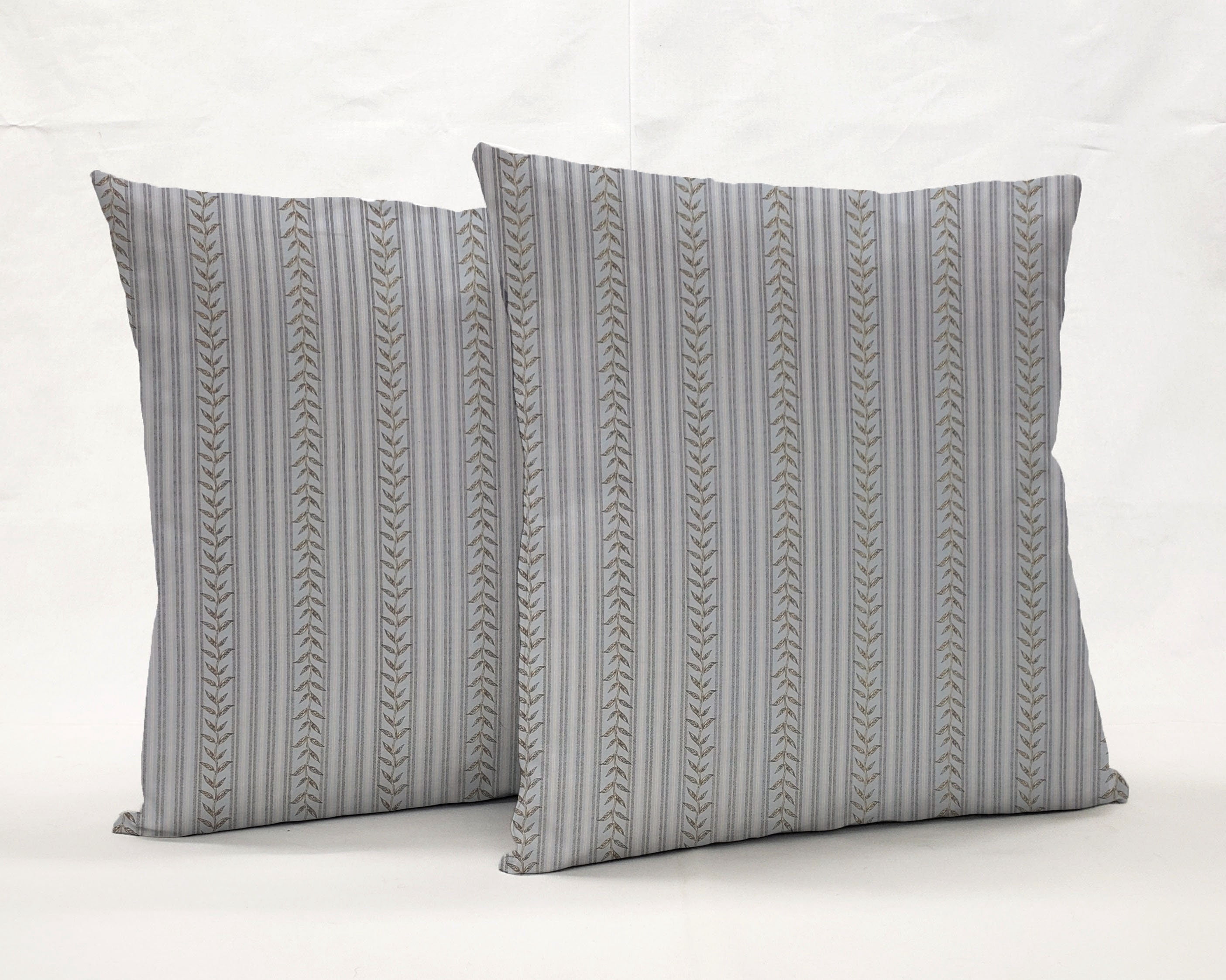 Striped Vines Pillowcase / Pillow Cover by Penny's Needful Things (24 x 24) (Blue)