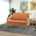 thumbnail image 5 of Andeworld Small Loveseat,2-seat Mini Sofa Couch with Rattan Armrests for Living Room,Bedroom(Orange), 5 of 6