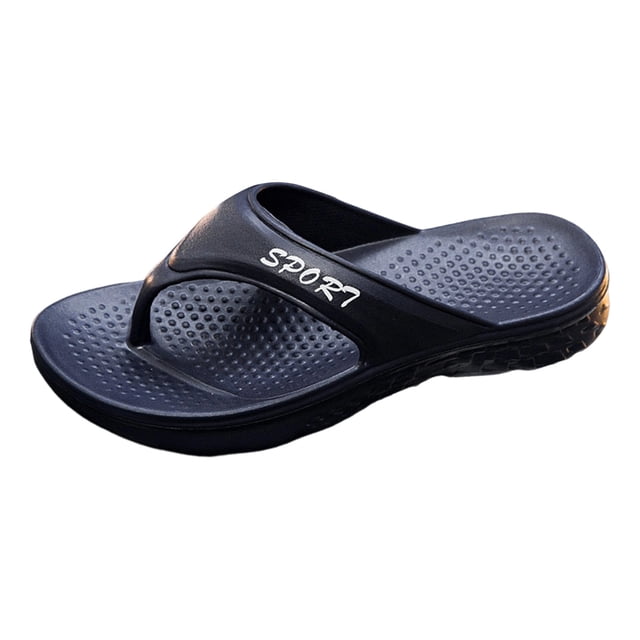 Men's Flip Flops with Arch Support Comfortable Non Slip Beach Sandals Water-proof Walking Slides for Pool Blue Size 9