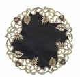 thumbnail image 3 of Gold Lace Black Doilies Set of 4 - Round Placemats European Embroidery for Fall Autumn Thanksgiving Season Dining Table Home Decor Wedding - 15 inches - The Tarantino Collection, 3 of 8