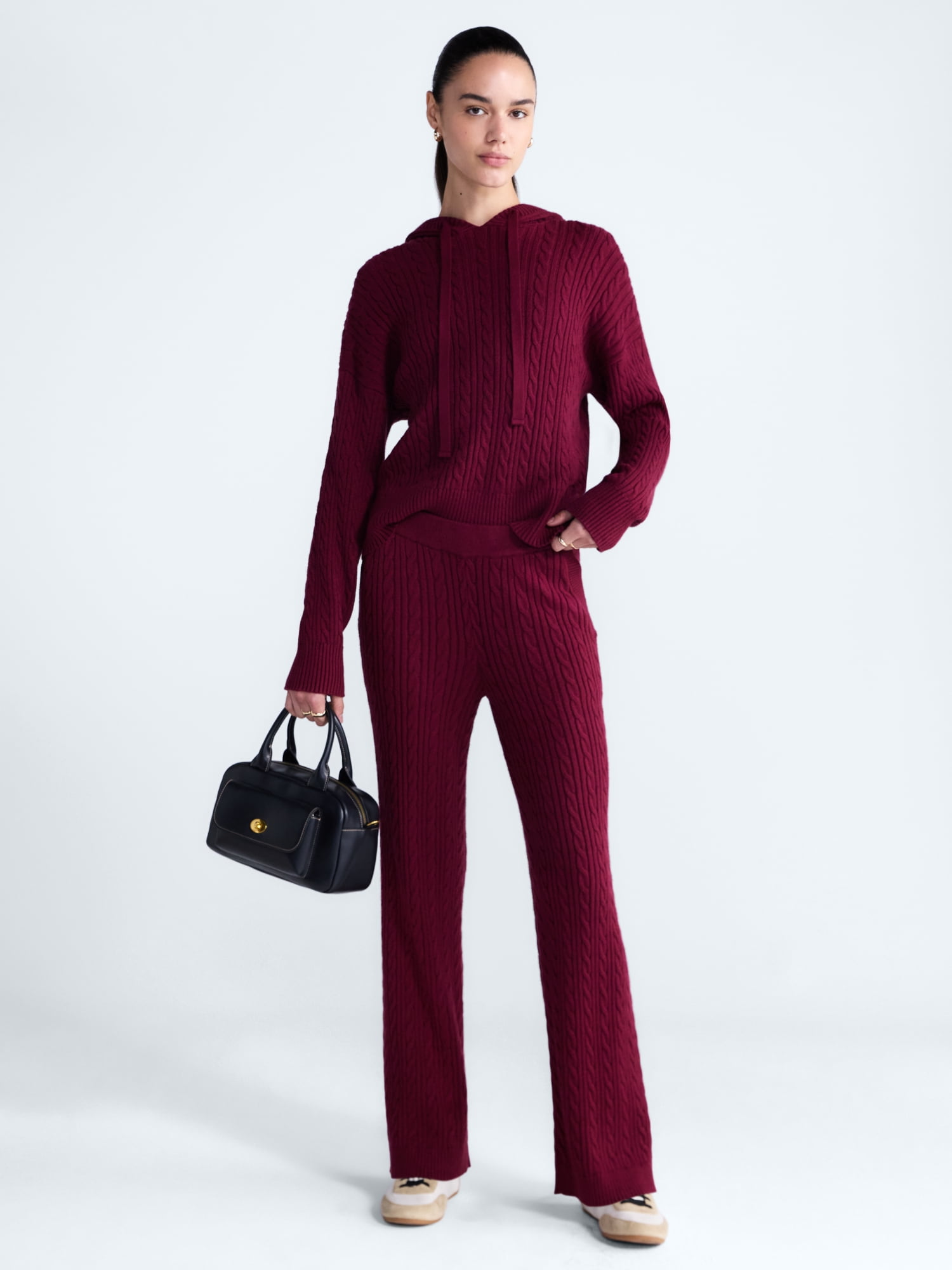 Free Assembly Women's and Women's Plus Cozy Yarn Cable Knit Sweatpants, 28.5" Inseam, Sizes XS-4X