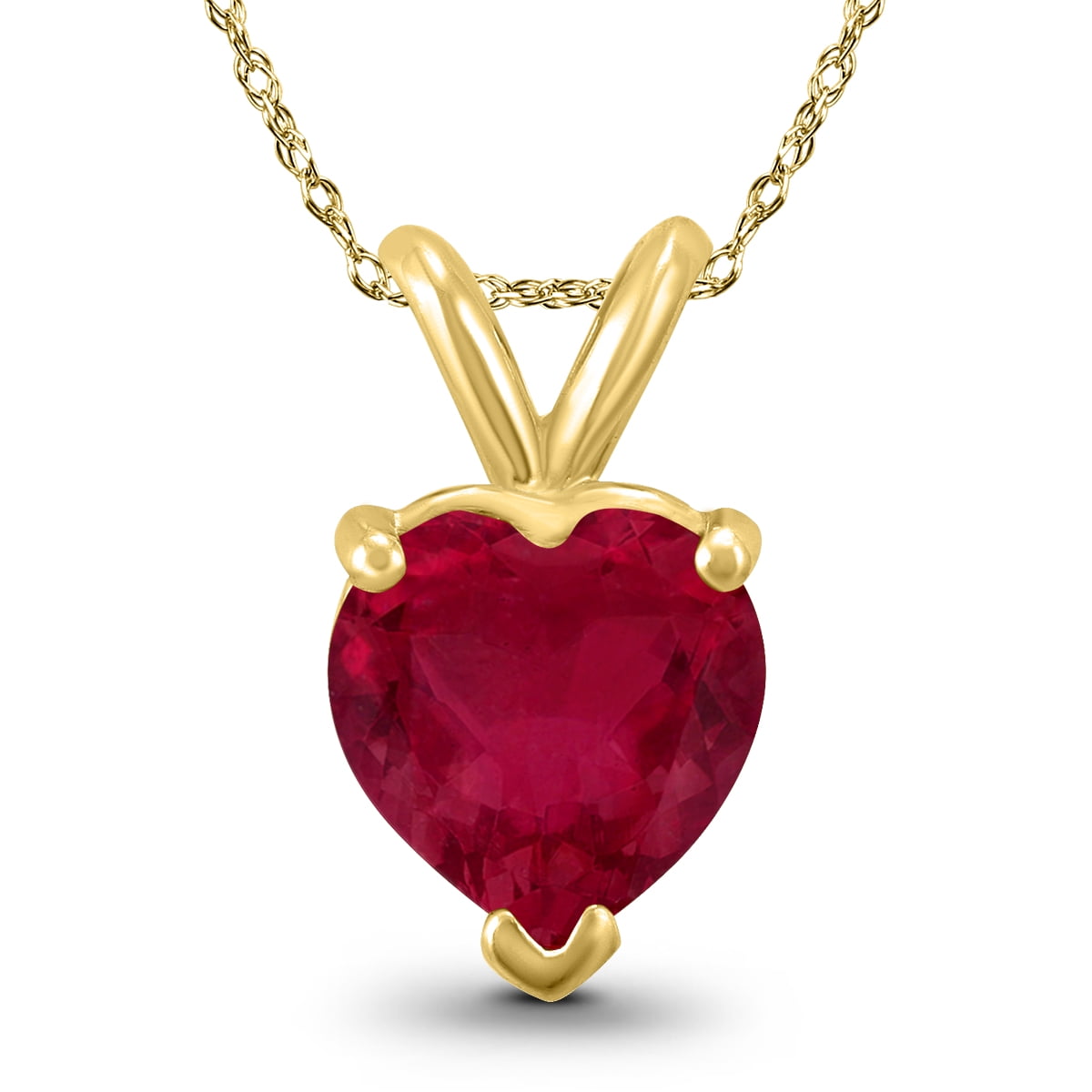 14K Yellow Gold 4MM Heart Ruby Pendant Walmart