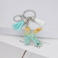 thumbnail image 2 of Green Tassel Letter Keychain, Crystal Drop Glue, Gold Foil, Stone Jewelry, Pendant, Bag, Keychain, 2 of 2