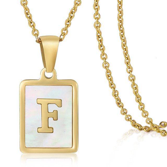 26 English Letters (A-Z) Necklace For Women Titanium Steel Stainless Steel Pendant Necklace Pearl Shell Oil Drop Necklace As Gift For Wife , Daughter, Friend