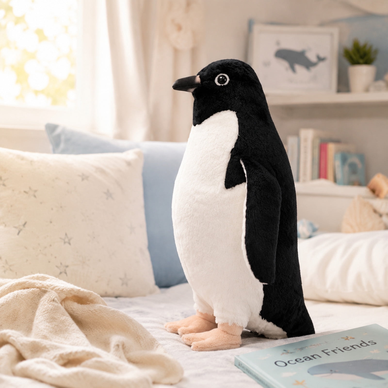 MAOWO Planet Realistic Adélie Penguin Plush Toy, Weighted Base Stuffed Marine Bird with Upright Standing Posture, 30 cm / 12 in