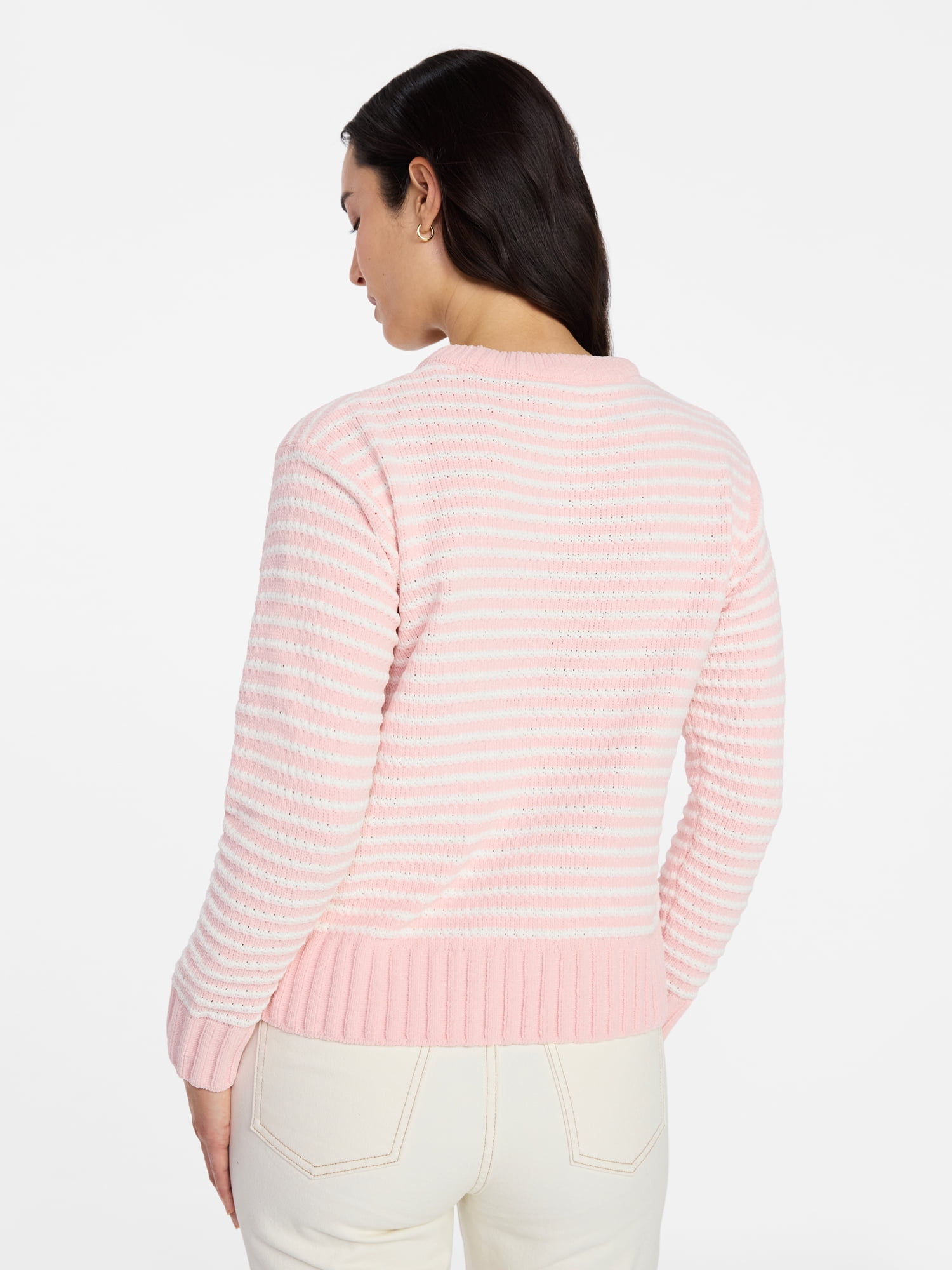 Time and Tru Women's and Women's Plus Long Sleeve Chenille Pullover, Sizes XS-4X