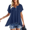 thumbnail image 6 of Sngxgn Women's Tshirts Casual V Neck Short Sleeve Loose Summer Tunic Tops(Blue,L), 6 of 8