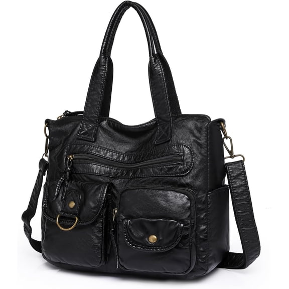 Crossbody Bag for Women Multi Pocket Shoulder Bags Medium Travel Purses Ultra Soft Washed Leather