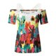 thumbnail image 5 of Blusa informal de manga corta con cuello en V y encaje con hombros descubiertos para mujer OAVQHLG3B Store  lin121212, 5 of 5