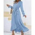 thumbnail image 5 of FreshPretty Womens Boho Cocktail Maxi Dress Fall Fashion V Neck Long Sleeve Swiss Dot Flowy Slit Wedding Guest Dresses, 5 of 6