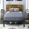 Allewie Twin Size Rustic Industrial Platform Bed Frame with Wood