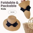 thumbnail image 2 of Sombrero de paja para niños de 52 a 54 cm de circunferencia, sombrero con lazo, protector solar, sombrero de playa de verano, sombrilla, sombrero para el sol plegable, color caqui, 2 of 5