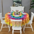 thumbnail image 2 of Yellow Tie Dye Spiral Pattern Round Tablecloth 60"x60",Wrinkle Wipeable Table Cloth for Kitchen Dining Room Picnic Patio Party, 2 of 6